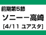 前期第5節：ソニー-高崎（4/11　ユアスタ）