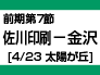 前期第7節：佐川印刷-金沢（4/23　太陽が丘） width=